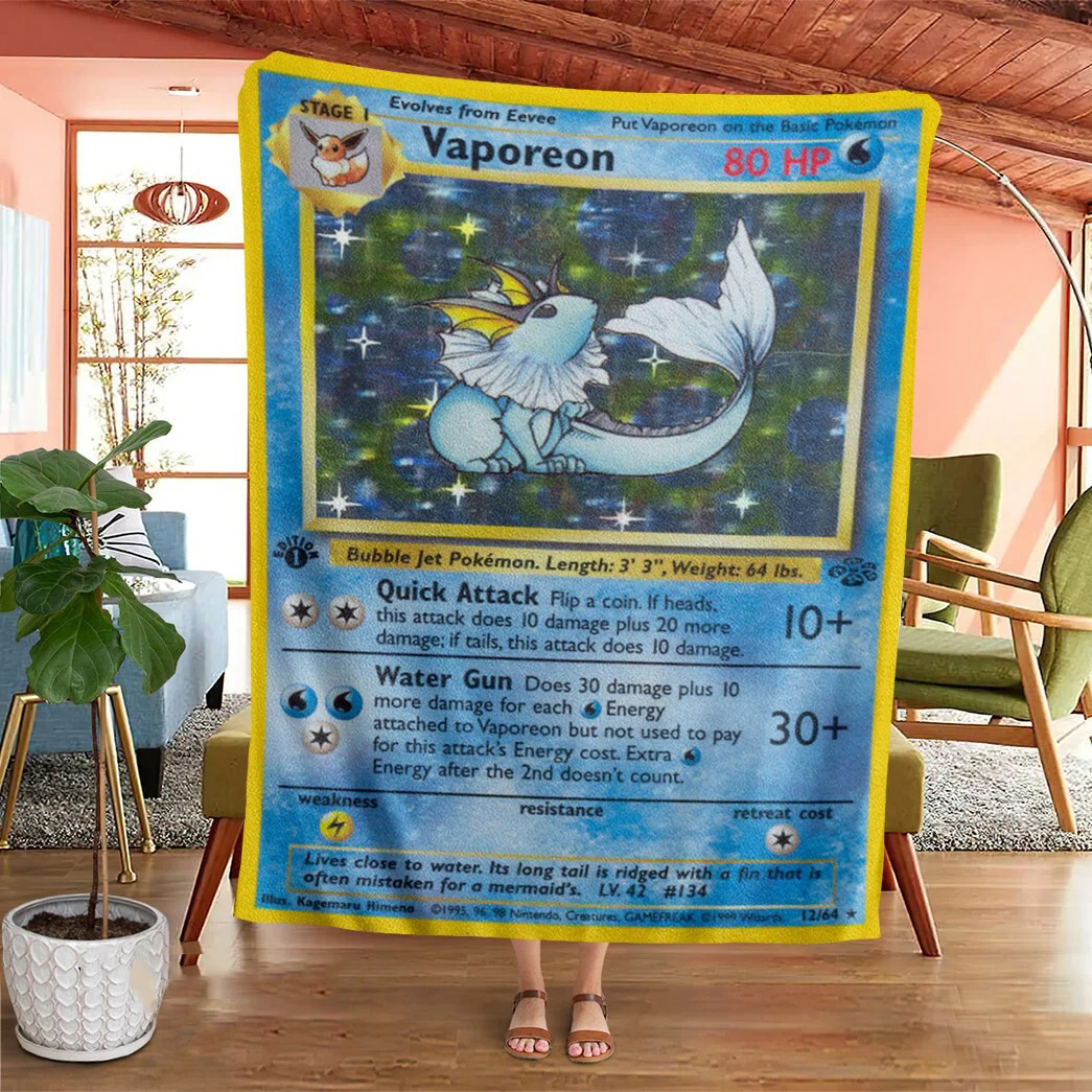 Anime Pokemon Vaporeon Jungle Custom Soft Blanket