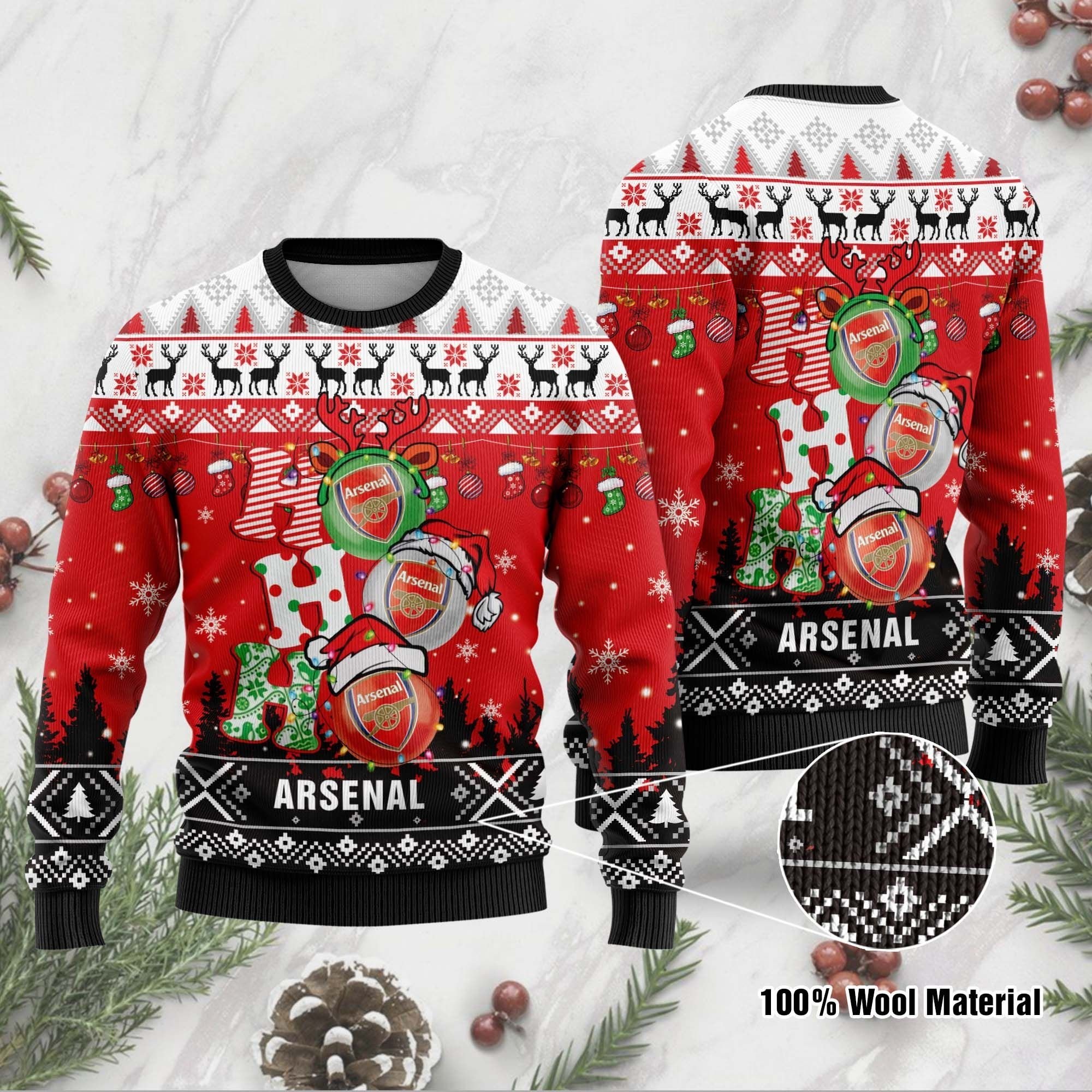 Arsenal FC Ho Ho Ho ugly christmas sweater
