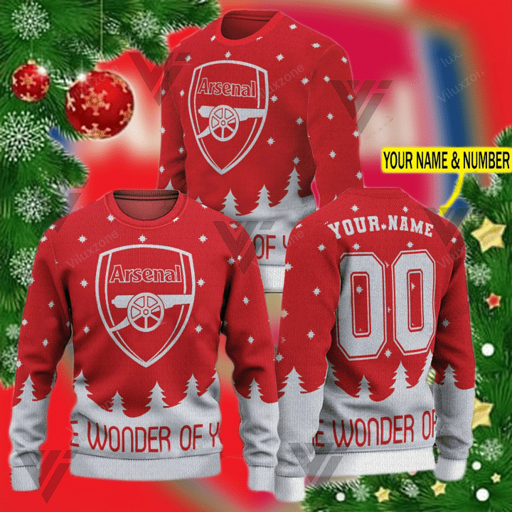Arsenal FC The wonder of you personalized name and number 3d xmas sweater