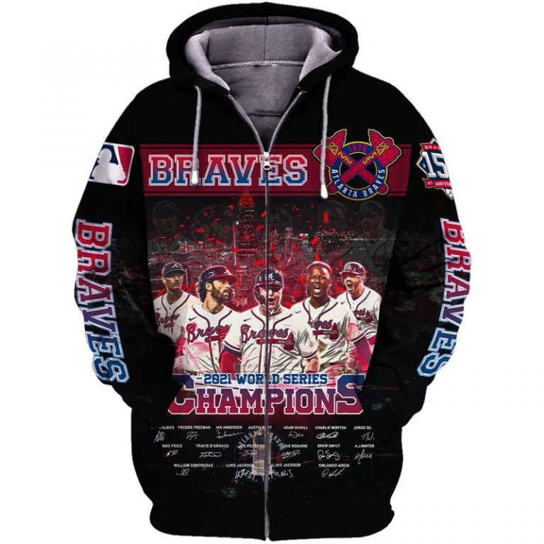 Atlanta Braves World Series Champions 2021 3d zip hoodie