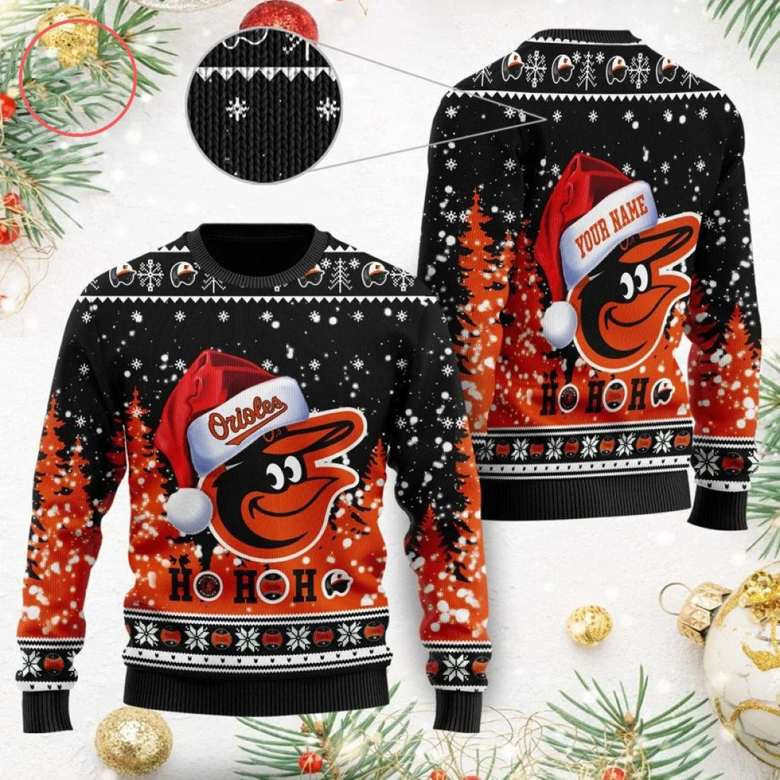 Baltimore Orioles Ho Ho Ho Custom Name Ugly Christmas Sweater – Saleoff 091121