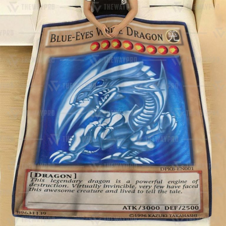 Blue Eyes White Dragon Card Custom Soft Blanket