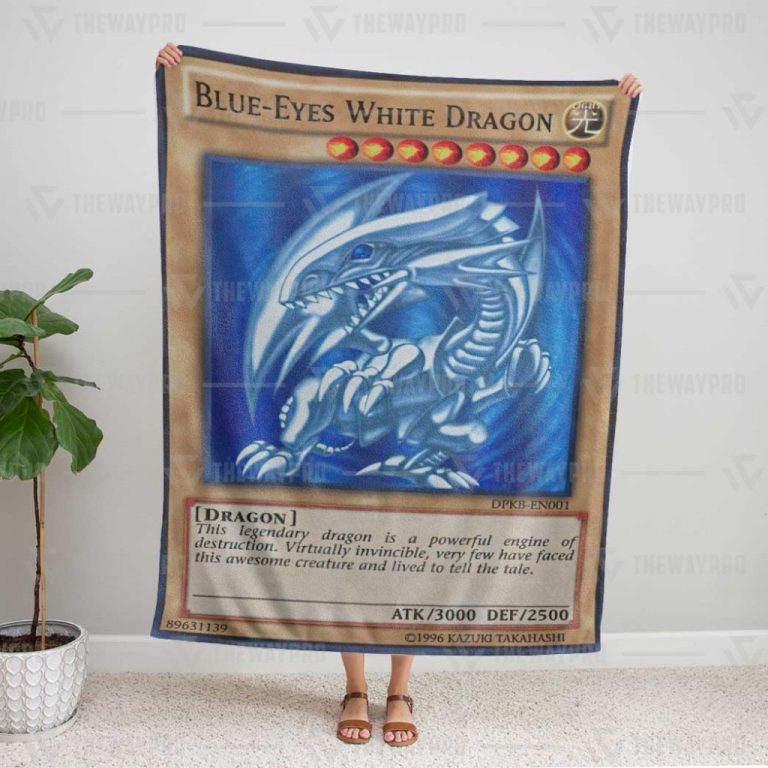 Blue Eyes White Dragon Card Custom Soft Blanket