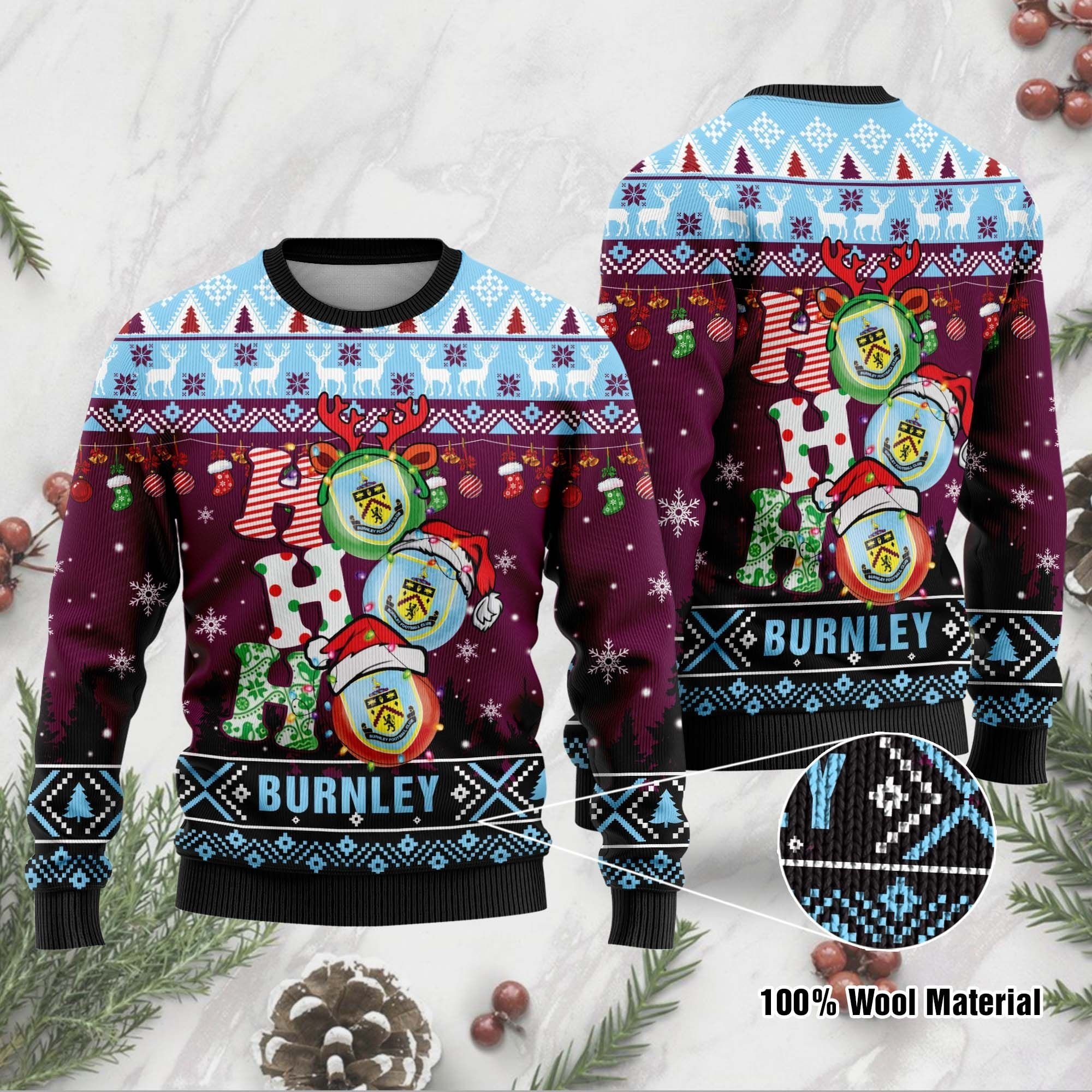 [ Amazing ] Burnley FC Ho Ho Ho ugly christmas sweater – Saleoff 271121