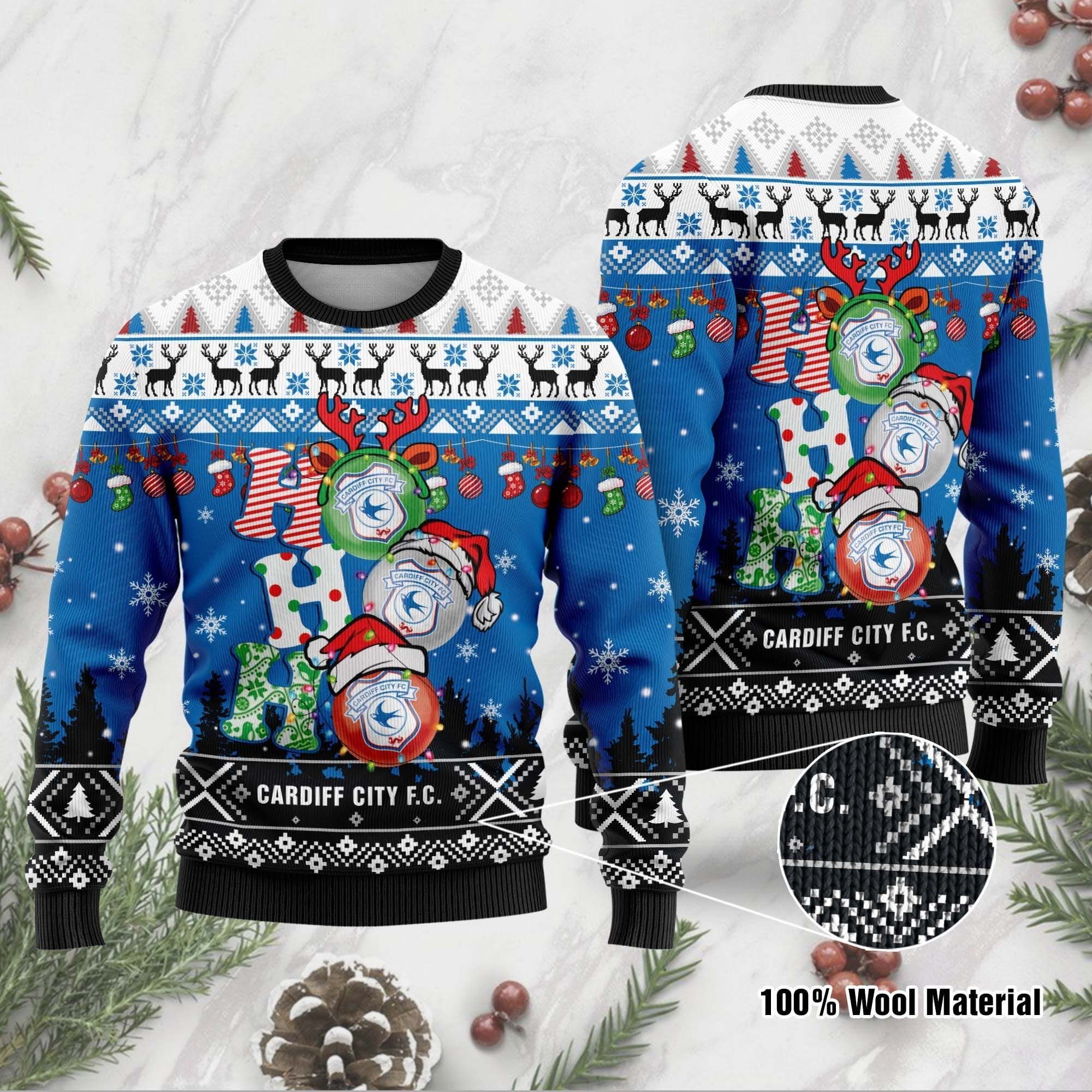 [ Amazing ] Cardiff City FC Ho Ho Ho ugly christmas sweater – Saleoff 271121