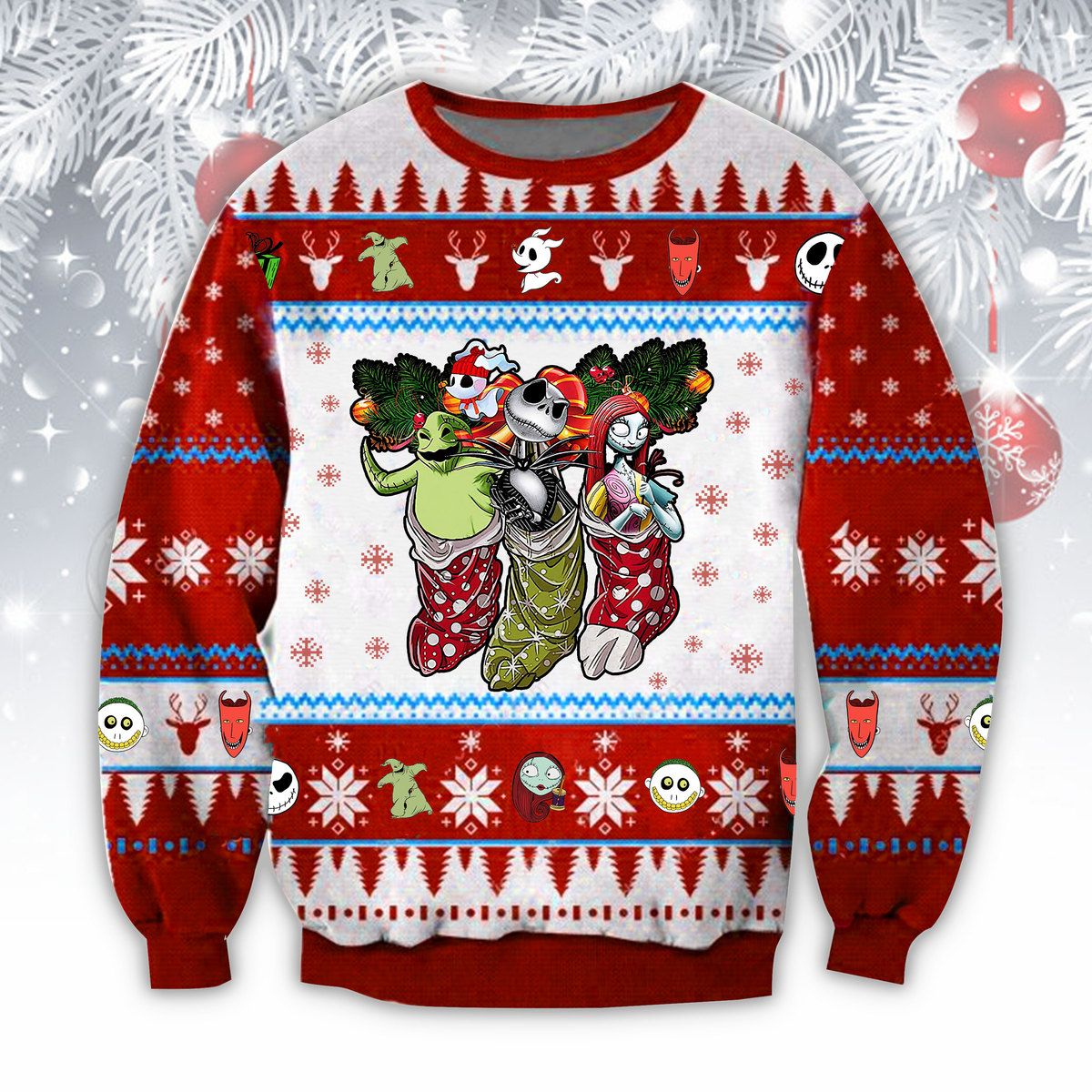 Christmas Sock Nightmare Before Christmas 3D Printed Sweater