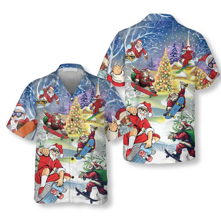 Come On Skateboard With Santa Christmas Hawaiian Shirt