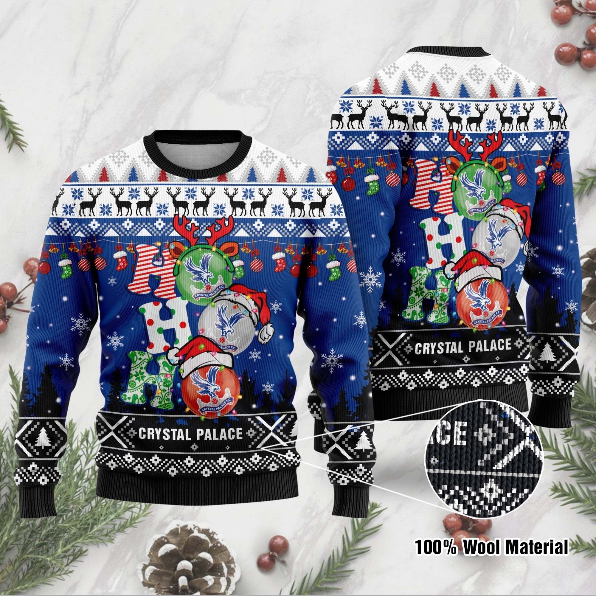 Crystal Palace FC Ho Ho Ho ugly christmas sweater