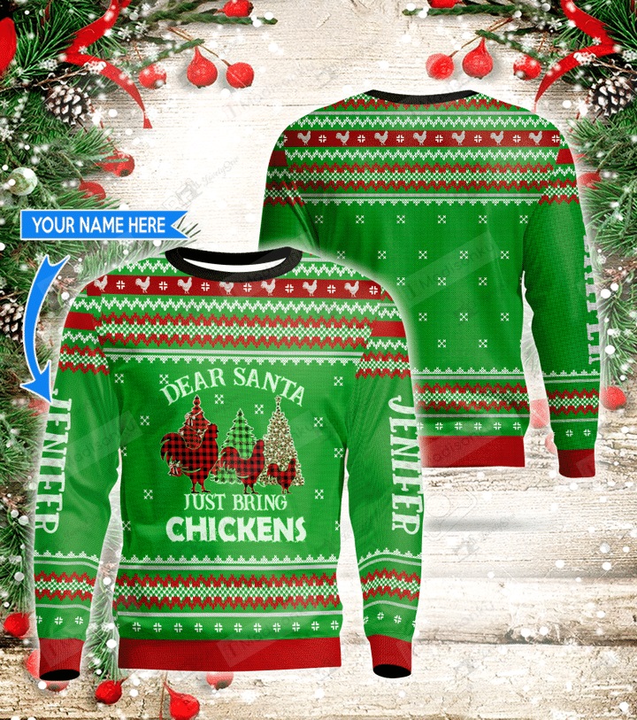 [ Amazing ] Dear Santa just bring chicken custom name ugly christmas sweater – Saleoff 301121