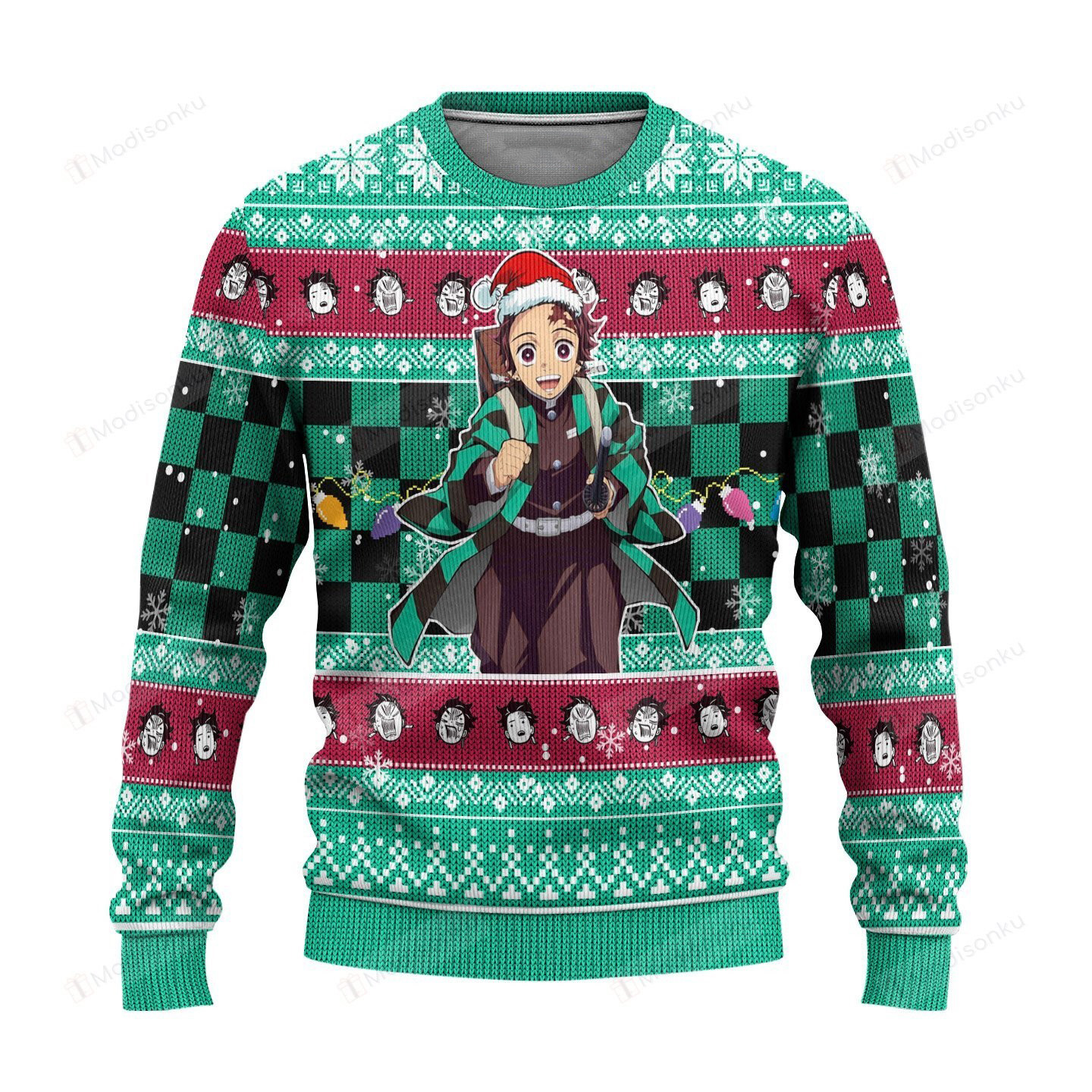 Demon Slayer Kamado Tanjiro anime ugly christmas sweater