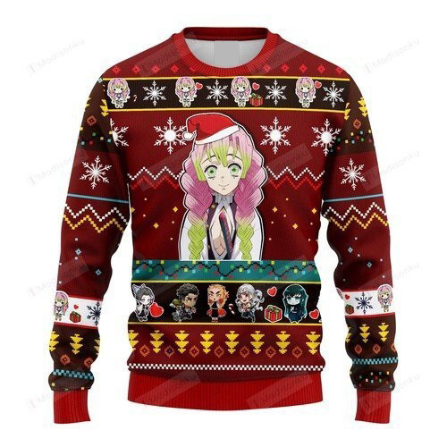 Demon Slayer Mitsuri Kanroji anime ugly christmas sweater