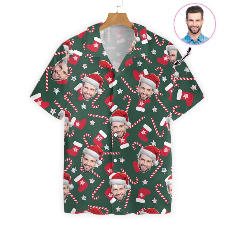 Funny Custom Face Christmas Pattern Seamless Hawaiian Shirt