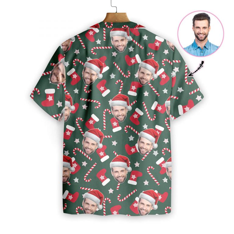 Funny Custom Face Christmas Pattern Seamless Hawaiian Shirt