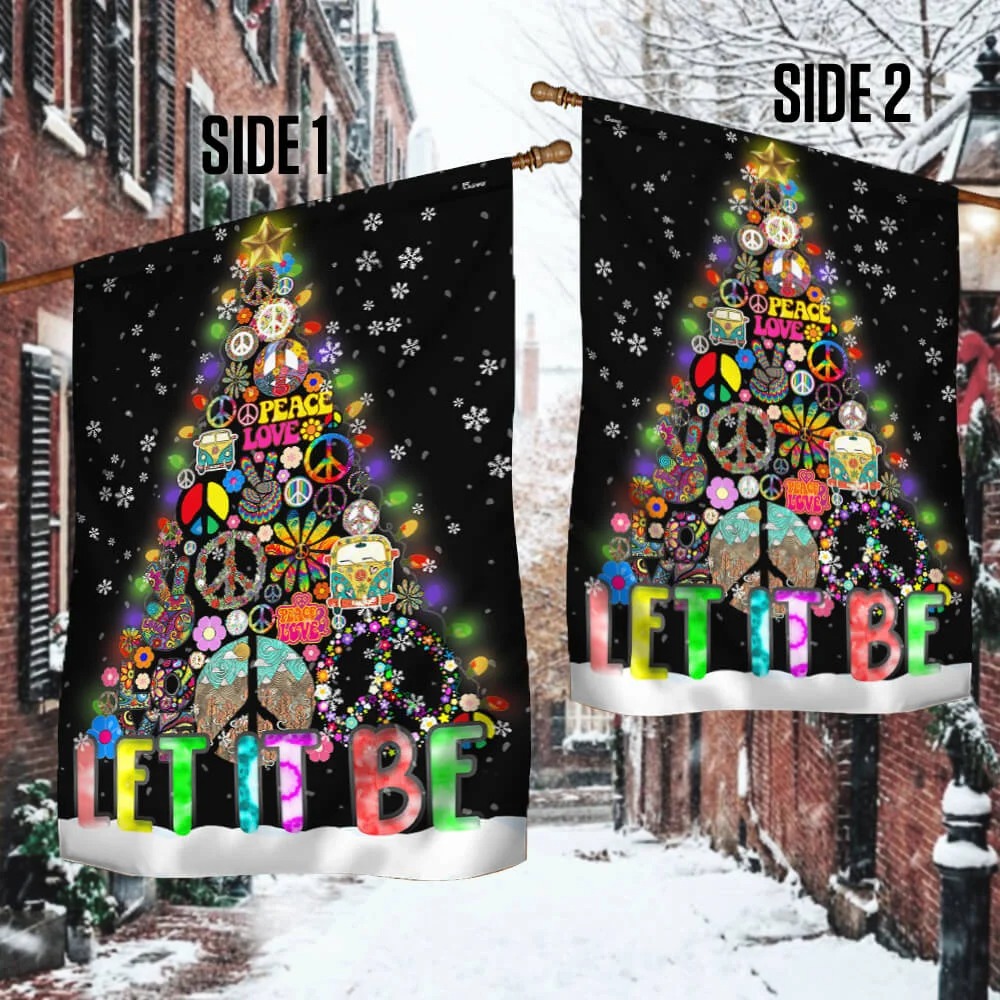 Hippie Christmas Tree Flag Let It Be – Saleoff 151121