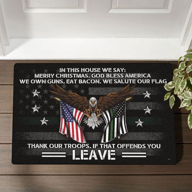 In This House We Salute Our Flag Patriotic Doormat