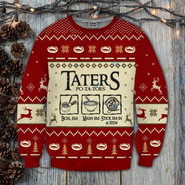 LOTR Taters Po-ta-toes 3d ugly sweater and sweatshirt