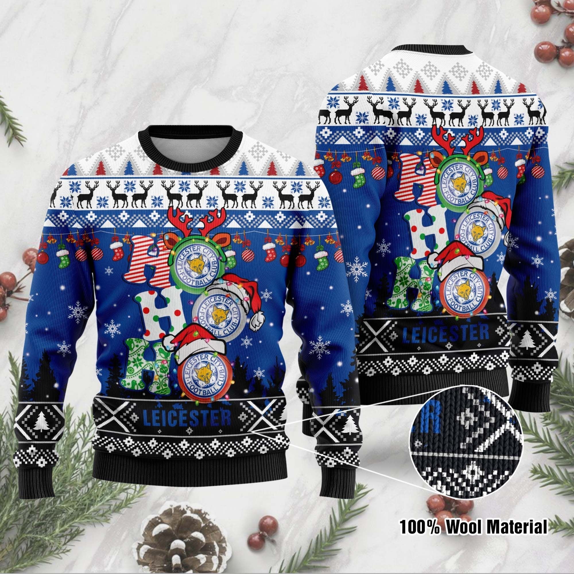 Leicester City FC Ho Ho Ho ugly christmas sweater