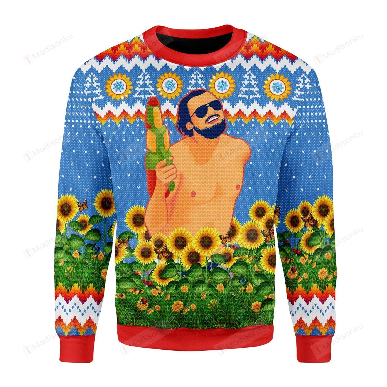 [ Amazing ] Leo running with water gun ugly christmas sweater – Saleoff 301121