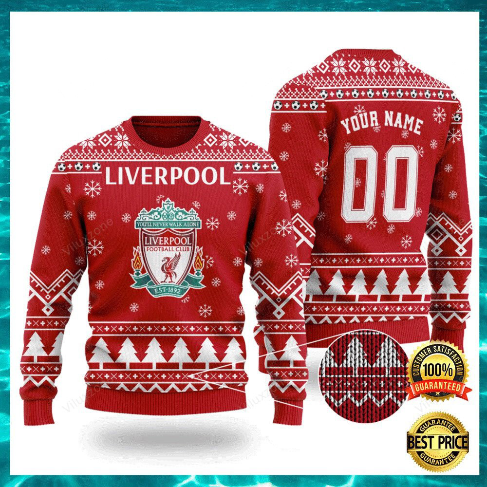 Liverpool FC personalized name and number 3d xmas sweater jumper