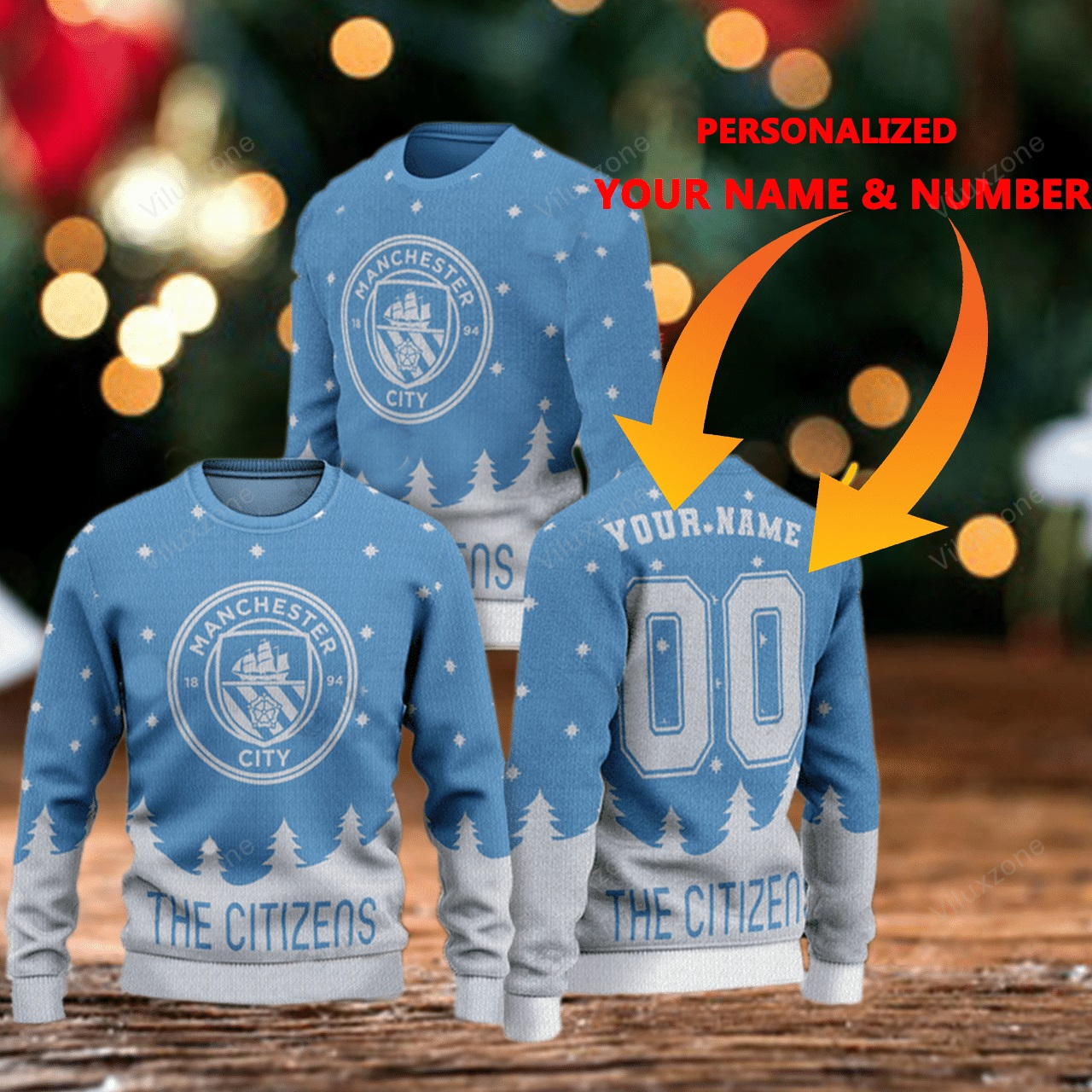 [ Amazing ] Manchester City FC The Citizens personalized name and number 3d xmas sweater – Saleoff 251121