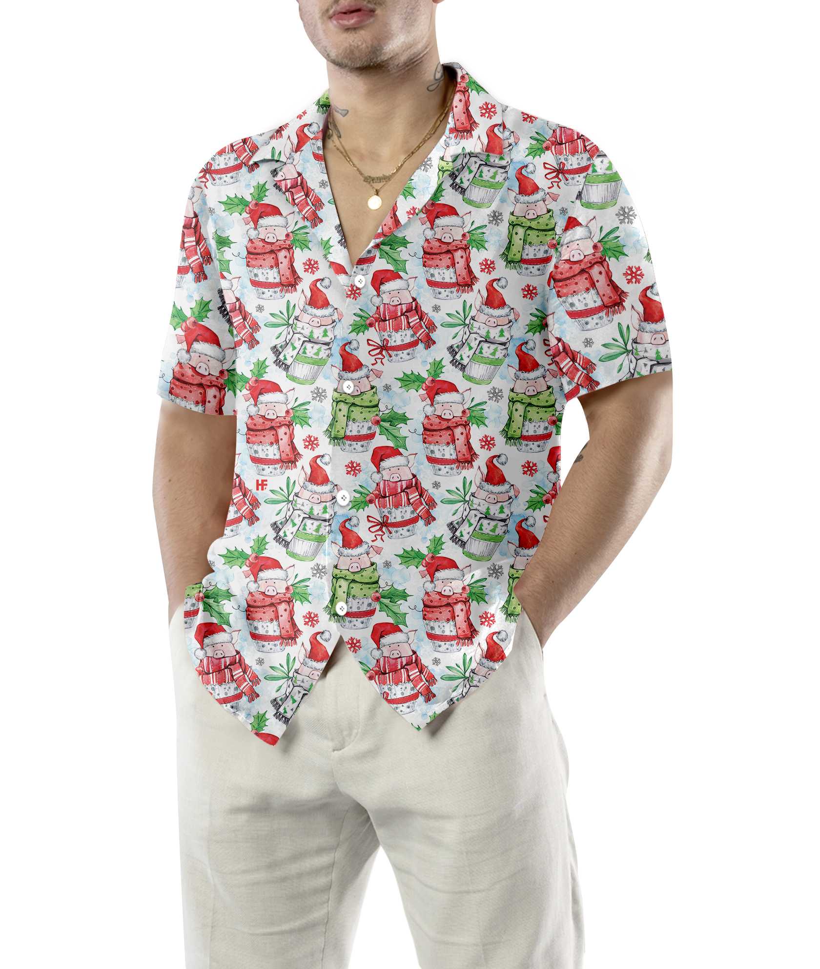 Merry Christmas Cute Pigs Hawaiian Shirt