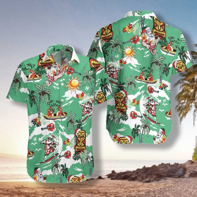 Merry Christmas Santa Claus Surfing Hawaiian Shirt