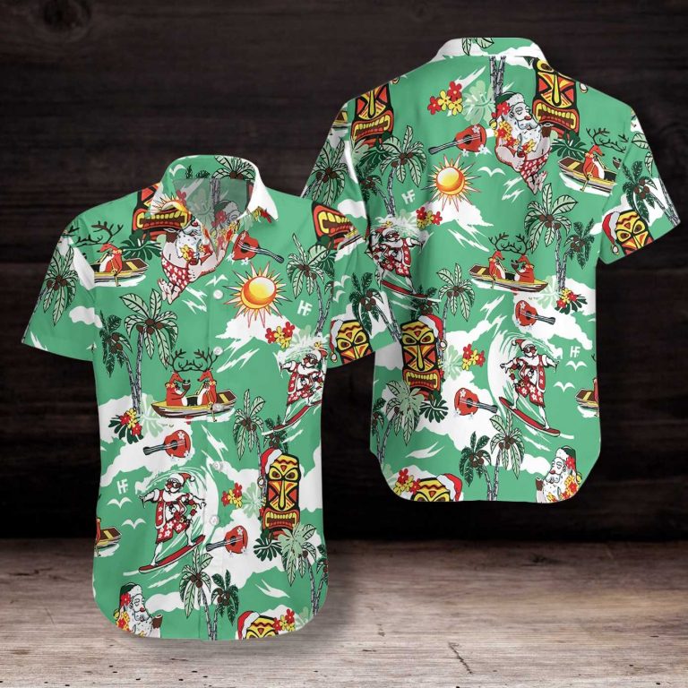 Merry Christmas Santa Claus Surfing Hawaiian Shirt