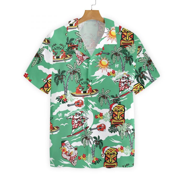 Merry Christmas Santa Claus Surfing Hawaiian Shirt