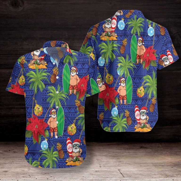 Merry Christmas Santa Claus surfboard summer Hawaiian Shirt