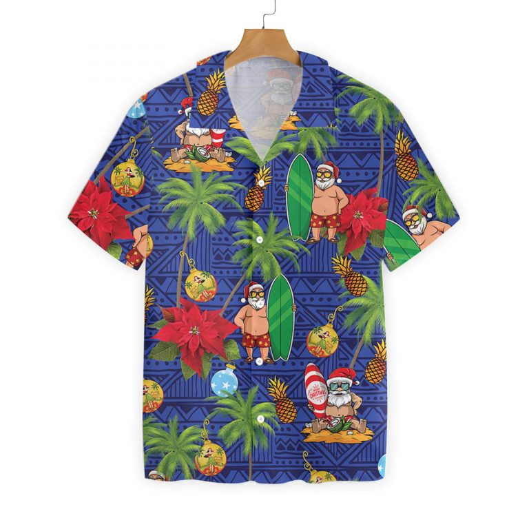 Merry Christmas Santa Claus surfboard summer Hawaiian Shirt