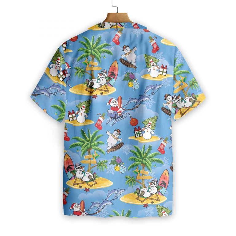 Merry Christmas Snowman Surfing Hawaiian Shirt