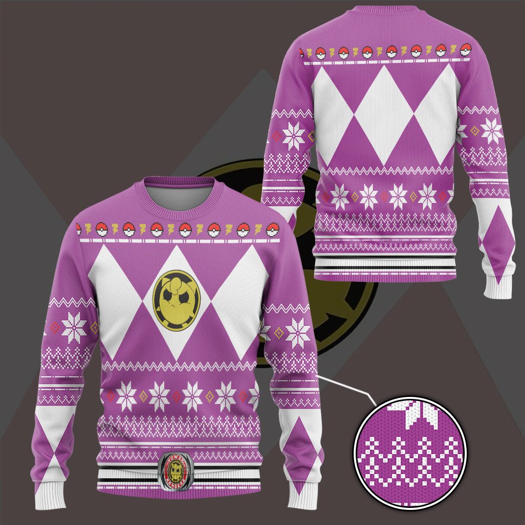 [ Amazing ] Mighty morphin pink power ranger x pokemon jiggypuff custom ugly sweater – Saleoff 291121