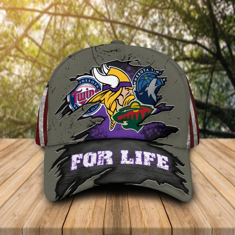 Minnesota Vikings Minnesota Twins Minnesota Timberwolves Minnesota Wild For Life Cap