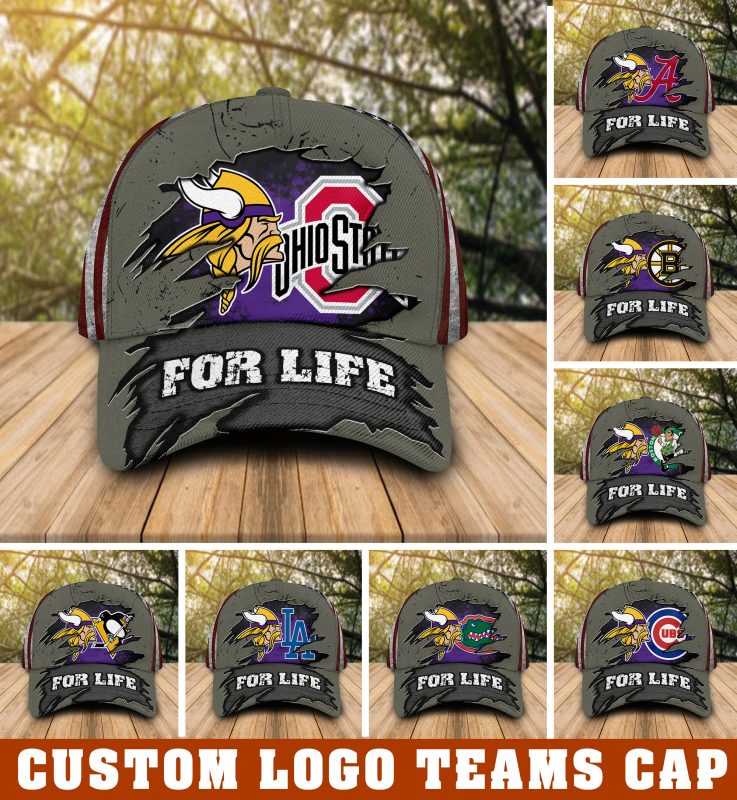 Minnesota Vikings and Custom logo Sport teams For Life Cap