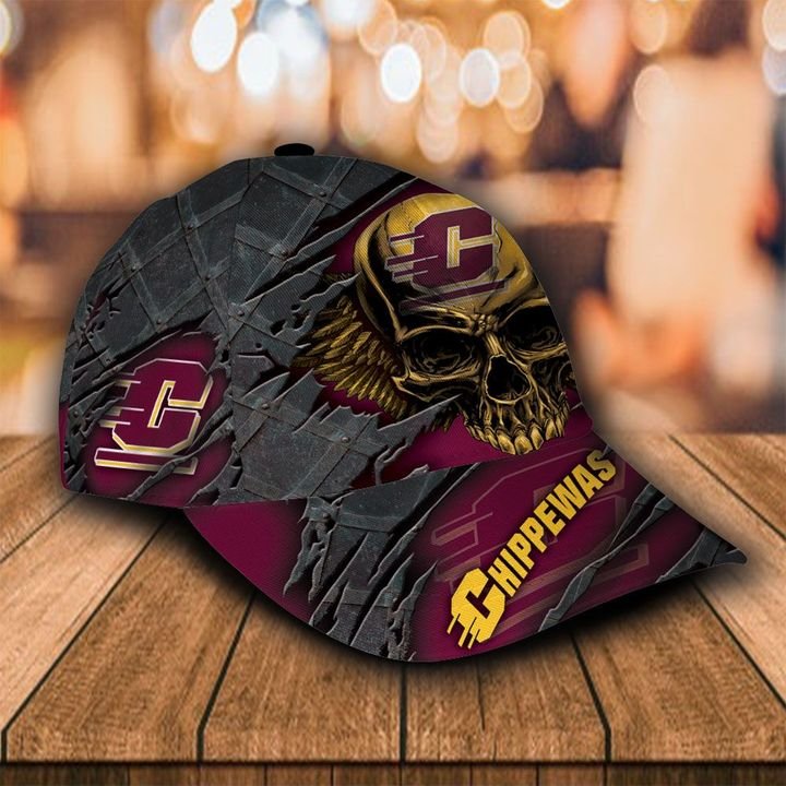 Personalized Central Michigan Chippewas 3d Skull Cap Hat 1