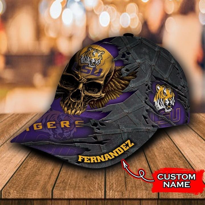 Personalized Lsu Tigers 3d Skull Cap Hat 2