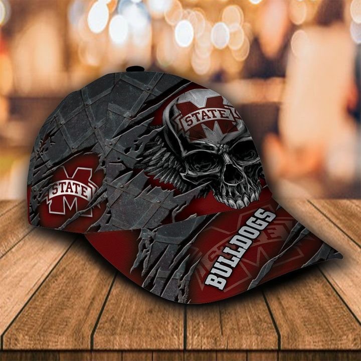 Personalized Mississippi State Bulldogs 3d Skull Cap Hat 1