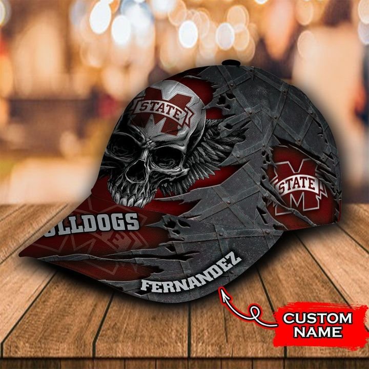Personalized Mississippi State Bulldogs 3d Skull Cap Hat 2