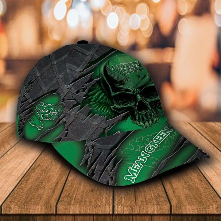 Personalized North Texas Mean Green 3d Skull Cap Hat 1