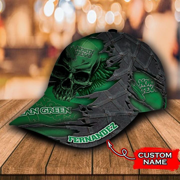 Personalized North Texas Mean Green 3d Skull Cap Hat 2