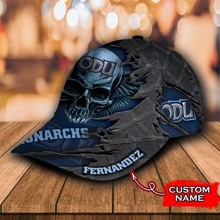Personalized Old Dominion Monarchs 3d Skull Cap Hat 2