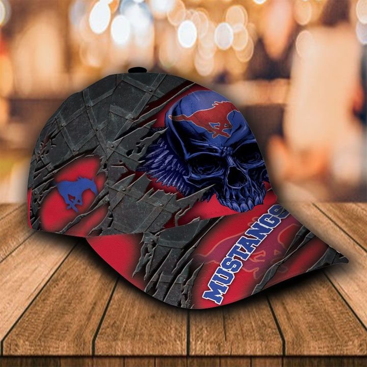 Personalized Smu Mustangs 3d Skull Cap Hat 1