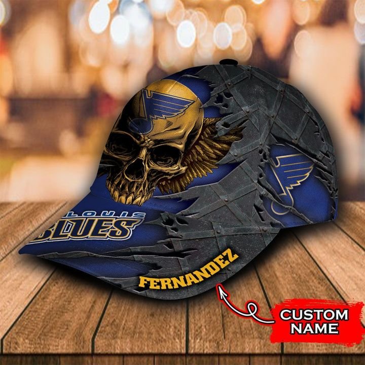 Personalized St Louis Blues 3d Skull Cap Hat 2