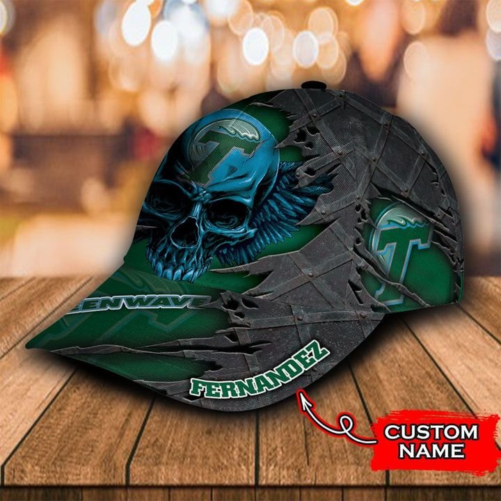 Personalized Tulane Green Wave 3d Skull Cap Hat 2