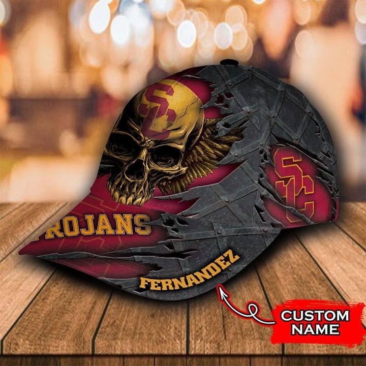 Personalized Usc Trojans 3d Skull Cap Hat 2