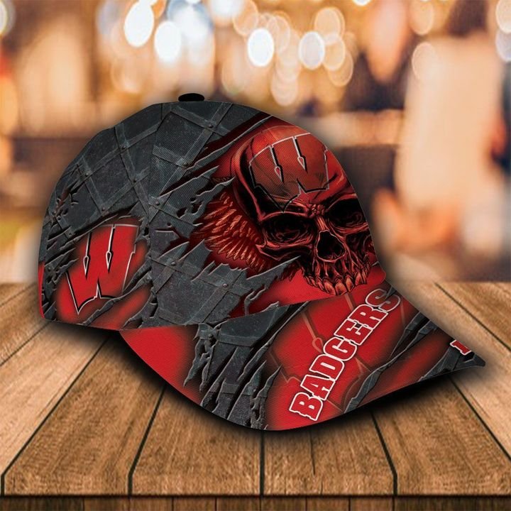 Personalized Wisconsin Badgers 3d Skull Cap Hat 1