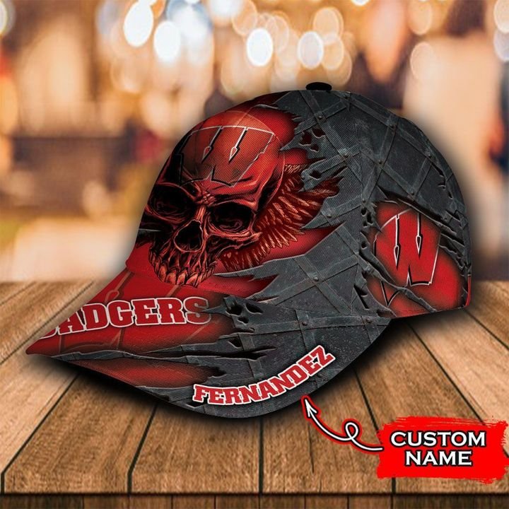 Personalized Wisconsin Badgers 3d Skull Cap Hat 2