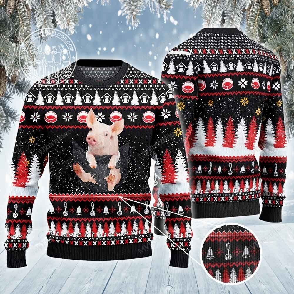 [ Amazing ] Pig lovers gift baby in pocket all over print sweater – Saleoff 251121