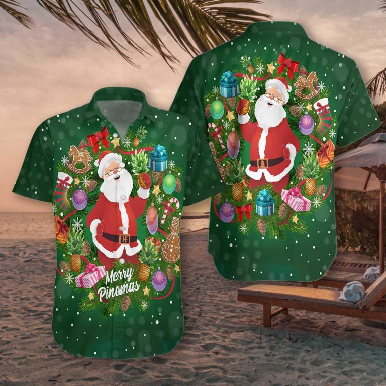 Pineapple Santa Wreath Hawaiian Shirt