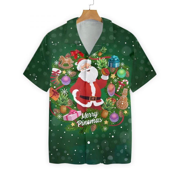 Pineapple Santa Wreath Hawaiian Shirt